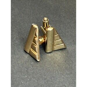 Unsigned Vintage Gold tone rounded triangular geometric cufflinks